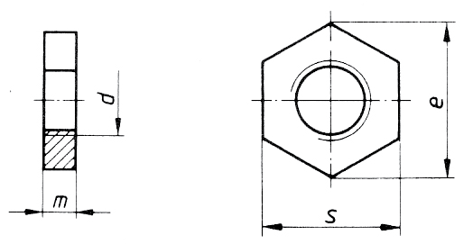 DIN 439 Гайка шестигранная низкая, с фаской, ГОСТ 5916, ISO 4035