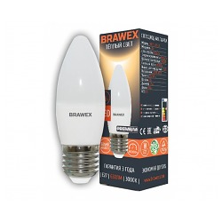 Лампа светодиод BRAWEX B35 свеча 7Вт Е27 3000К