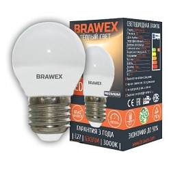 Лампа светодиод BRAWEX G45 шар 7Вт Е27 3000К