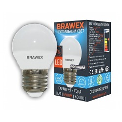 Лампа светодиод BRAWEX G45 шар 7Вт Е27 4000К